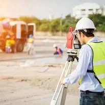 Profesional realizando levantamiento topográfico